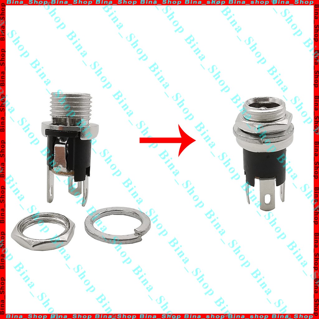 Jack sạc DC 5.5x2.1 kèm đai ốc