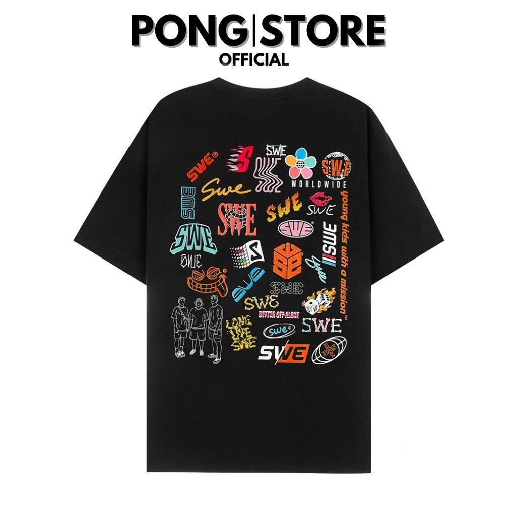 Áo thun form rộng tay lỡ SWE small logo, áo phông unisex nam nữ chất cotton mềm mịn freesize dưới 70kg