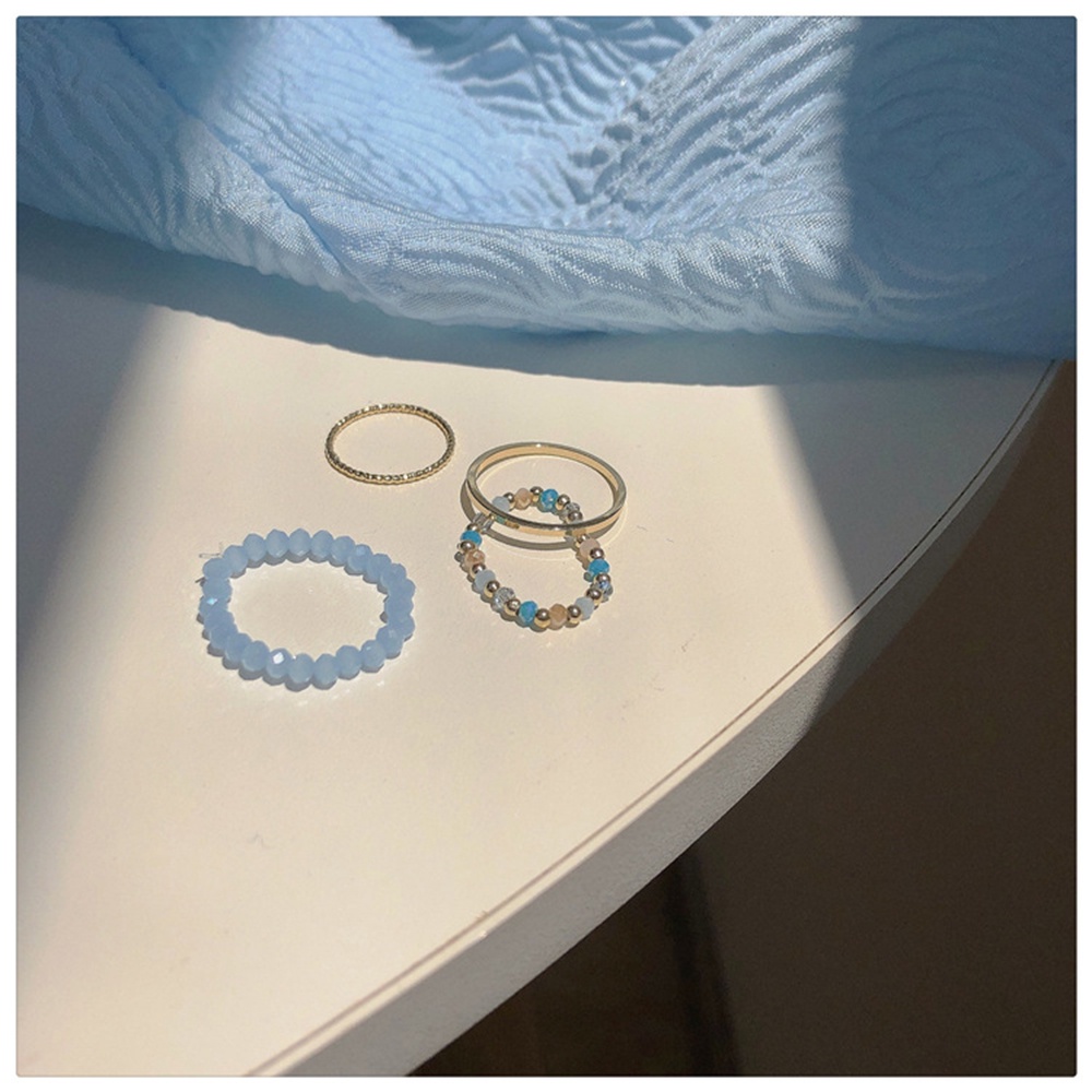 Bộ 4 Nhẫn Kim Loại Đính Pha Lê Nhiều Màu Sắc Phong Cách Cổ Điển Thời Trang Dành Cho Nữ