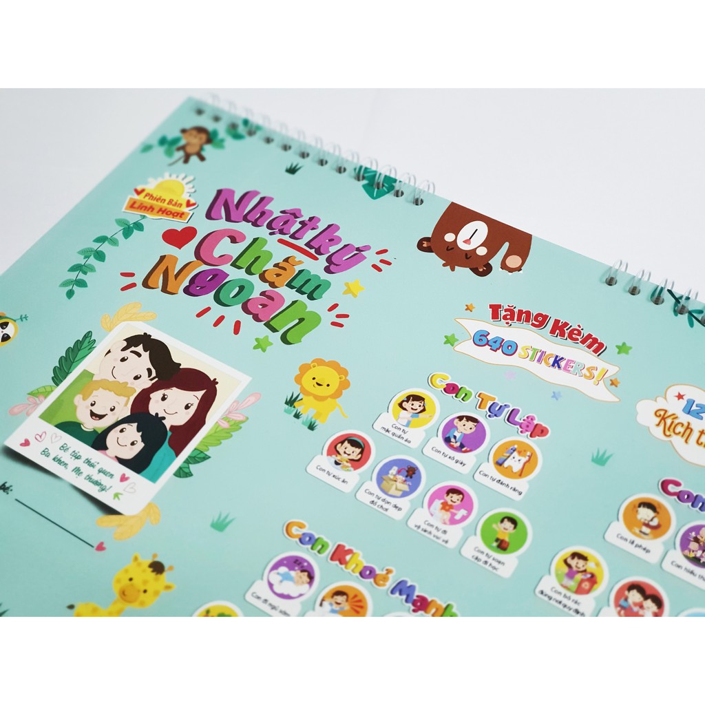 Bảng nhật ký chăm ngoan - Kèm 640 sticker minh họa siêu dễ thương dạy bé