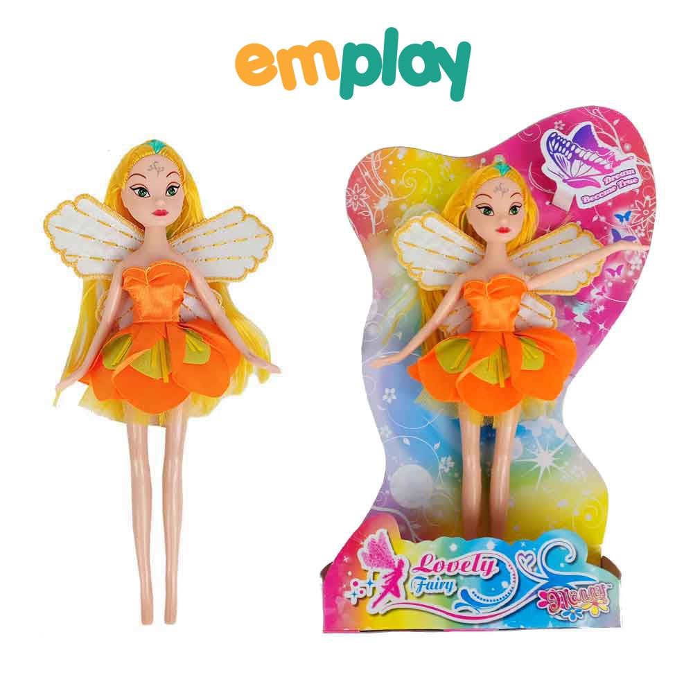 Đồ chơi búp bê Barbie áo cam cho bé gái Emplay cao cấp, đồ chơi thời trang nữ tính, kích thích thị giác cho trẻ