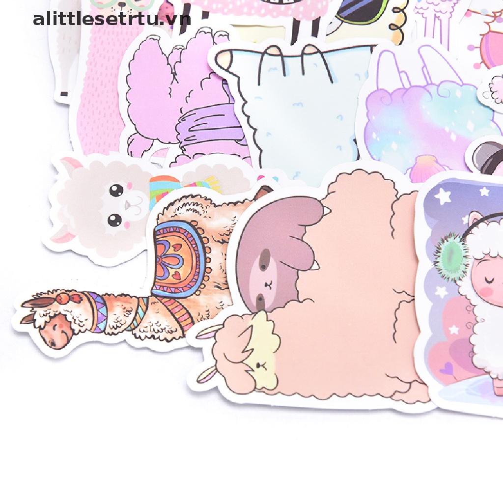 Set 50 Miếng Dán Hình Lạc Đà Alpaca Trang Trí Laptop / Vali / Ván Trượt