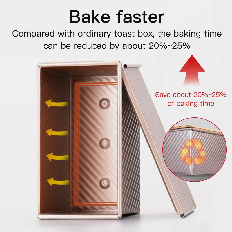 Hộp thiếc đựng bánh mì chống dính có nắp đậy 450g