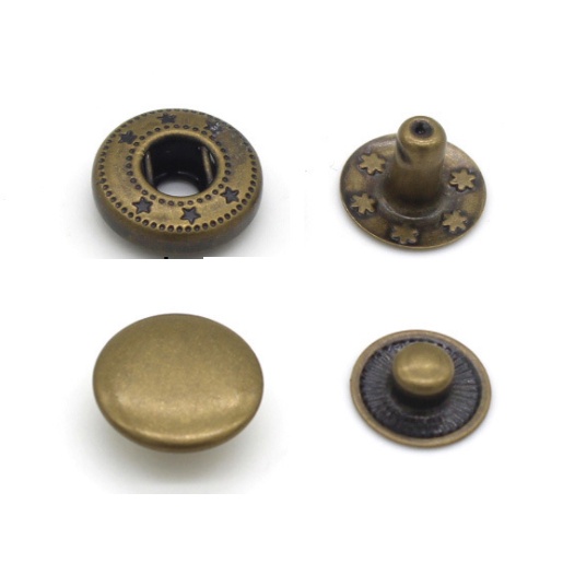 Nút bấm 4 thành phần  Cúc bấm áo khoác Loại 17mm Bằng thau không gỉ Màu bạc, vàng, đồng, đen Phụ liệu may mặc