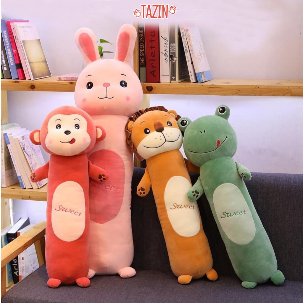 Gối ôm ngủ hình thú cho bé, gấu ôm dài hình thú nhồi bông cao cấp Tazin