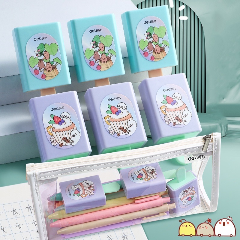 Deli Sáng tạo phong cách hoạt hình học sinh tẩy hộp tẩy phim hoạt hình mềm tẩy bút chì tẩy