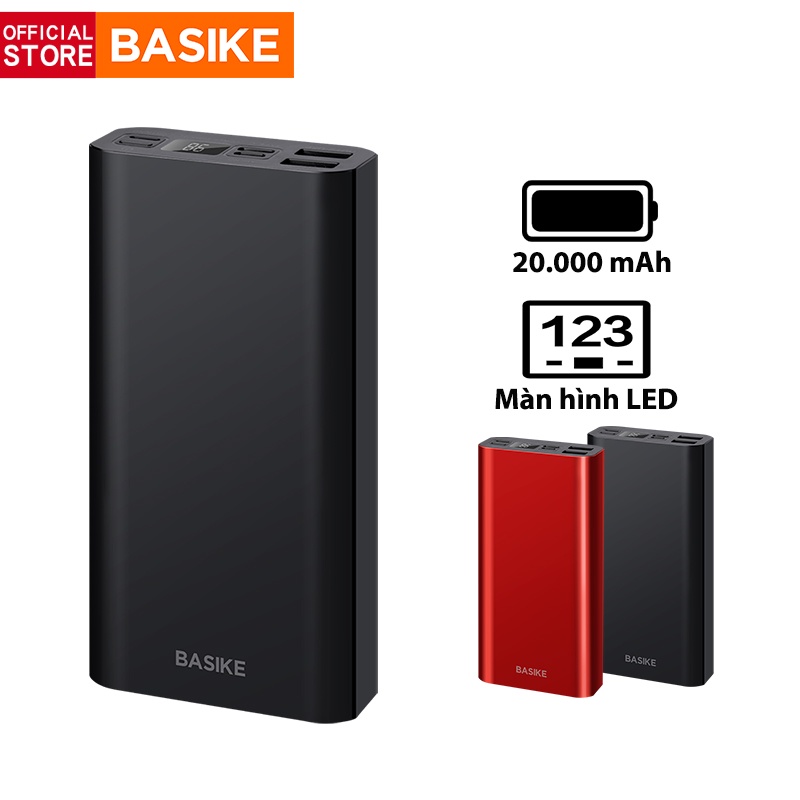 Sạc Dự Phòng BASIKE 20000mah Đầu ra USB kép - Bảo hành 12 tháng