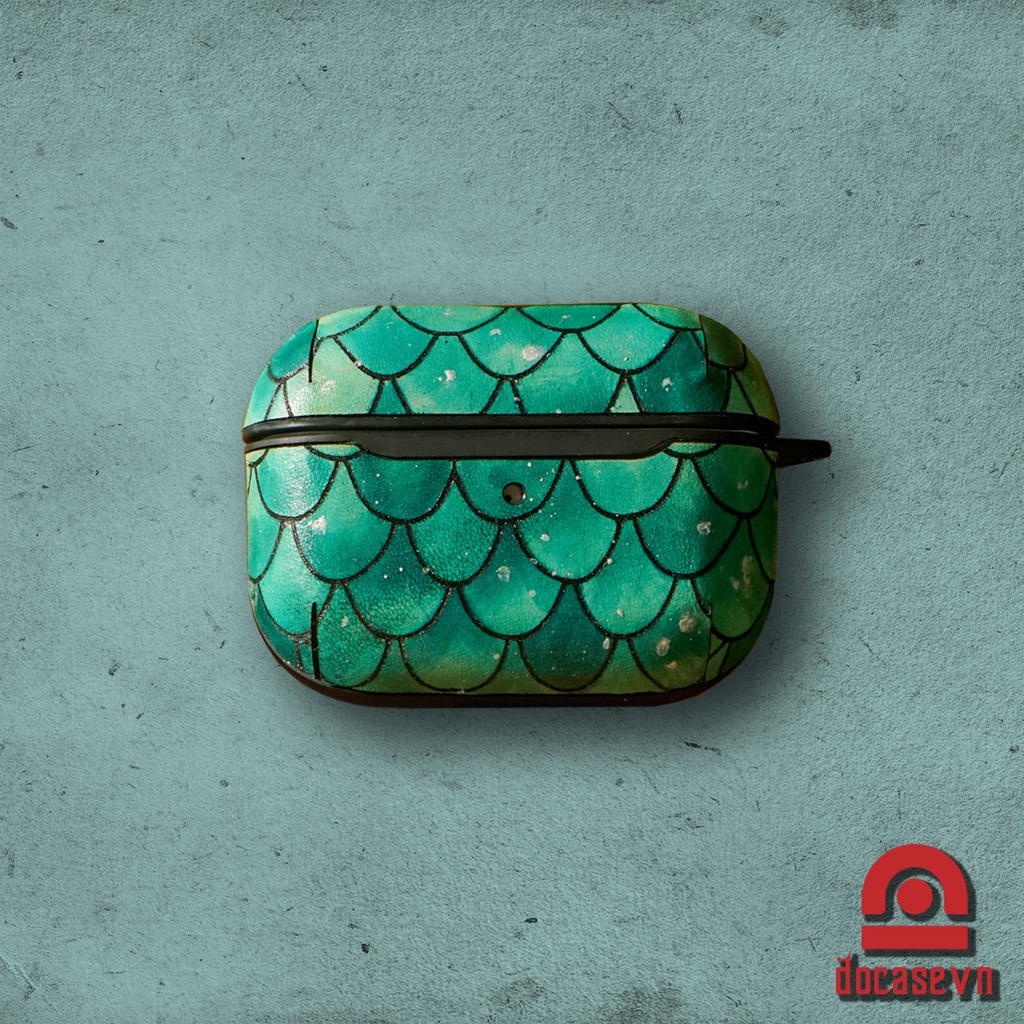 Ốp airpod Đỏ Case - mẫu VẨY RỒNG - Ốp da cho airpod 3, 4 - airpod pro