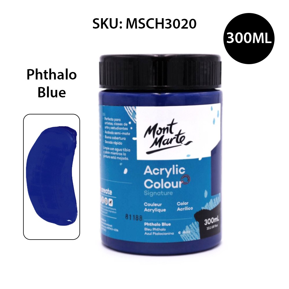 Màu Acrylic Mont Marte 300ml - Phthalo Blue - Acrylic Colour Paint Signature 300ml (10.1oz) - MSCH3020