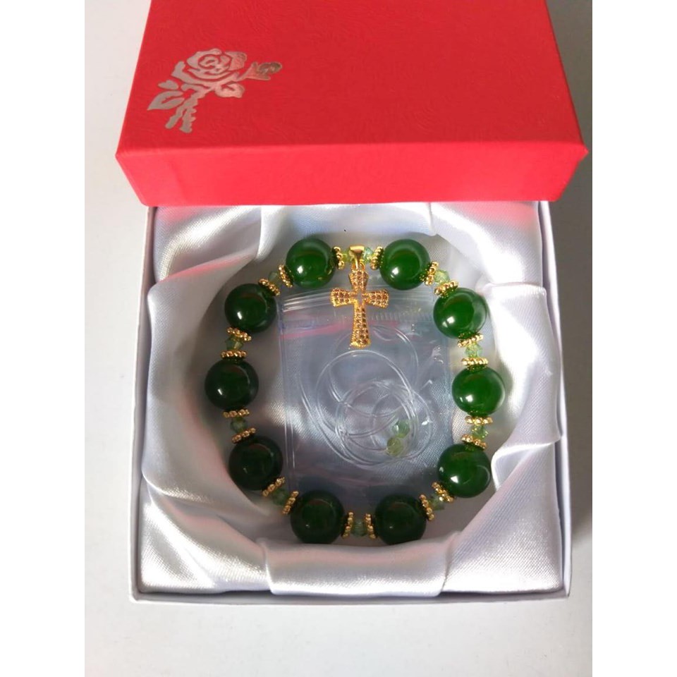 Chuỗi Mân Côi 10 hạt Thánh Giá Đứng hoa đá đẹp V10