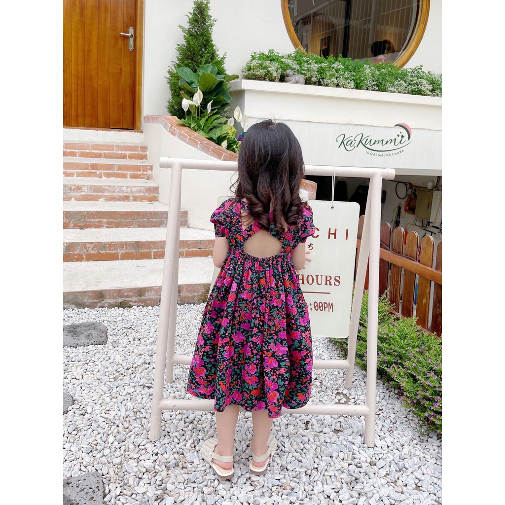 Váy babydoll lưng đan dây chất liệu thô Hàn cao cấp cho bé KM22-VA219 Kakummi