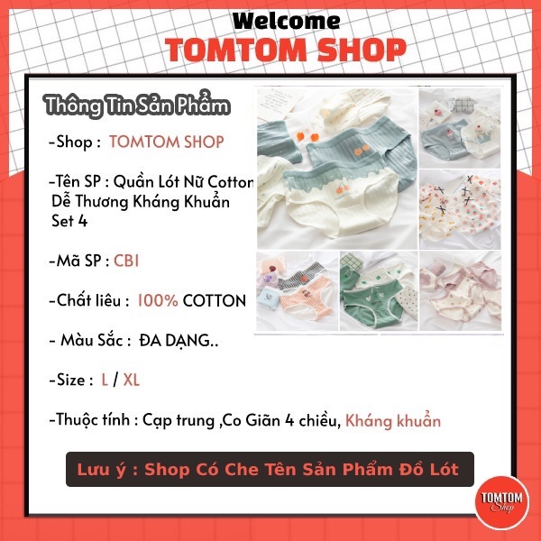 SET 5 Quần Lót Nữ Cotton Nâng Mông Thông Hơi Hoạ Tiết Dễ Thương CB4
