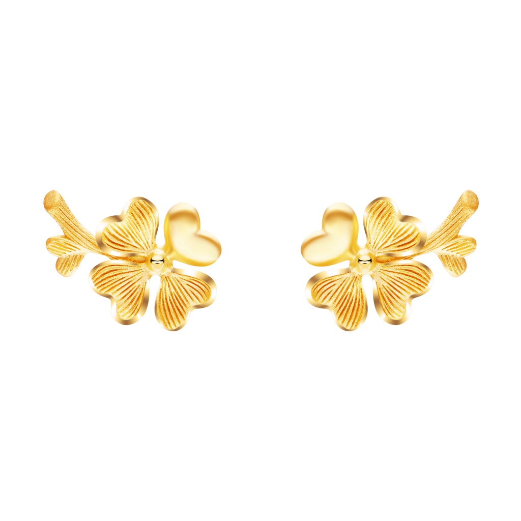 PRIMA Bông Tai Vàng 24K - BST Lucky Flower - Cỏ Bốn Lá - 111E3985