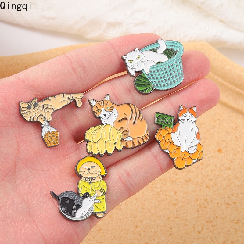 Ghim cài áo Miss Zoe hình mèo và trái cây hoạt hình dễ thương vui nhộn thích hợp là quà tặng