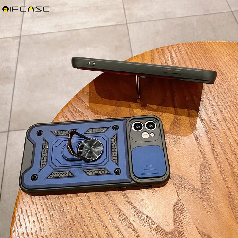 Ốp điện thoại có nắp trượt bảo vệ camera chống sốc thích hợp cho Iphone 12 Mini 12 11 Pro Max