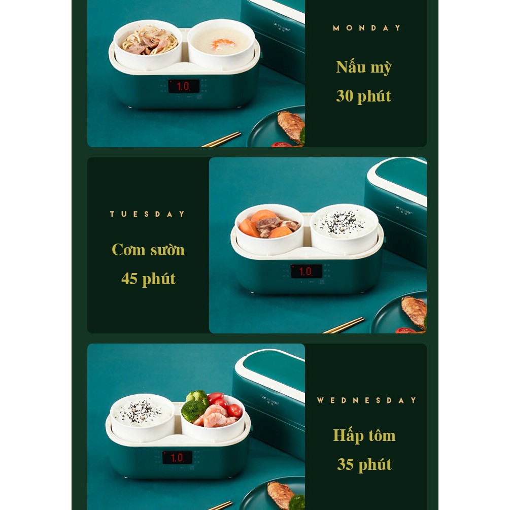 Hộp cơm cắm điện, nấu ăn thông minh Peskoe lõi sứ