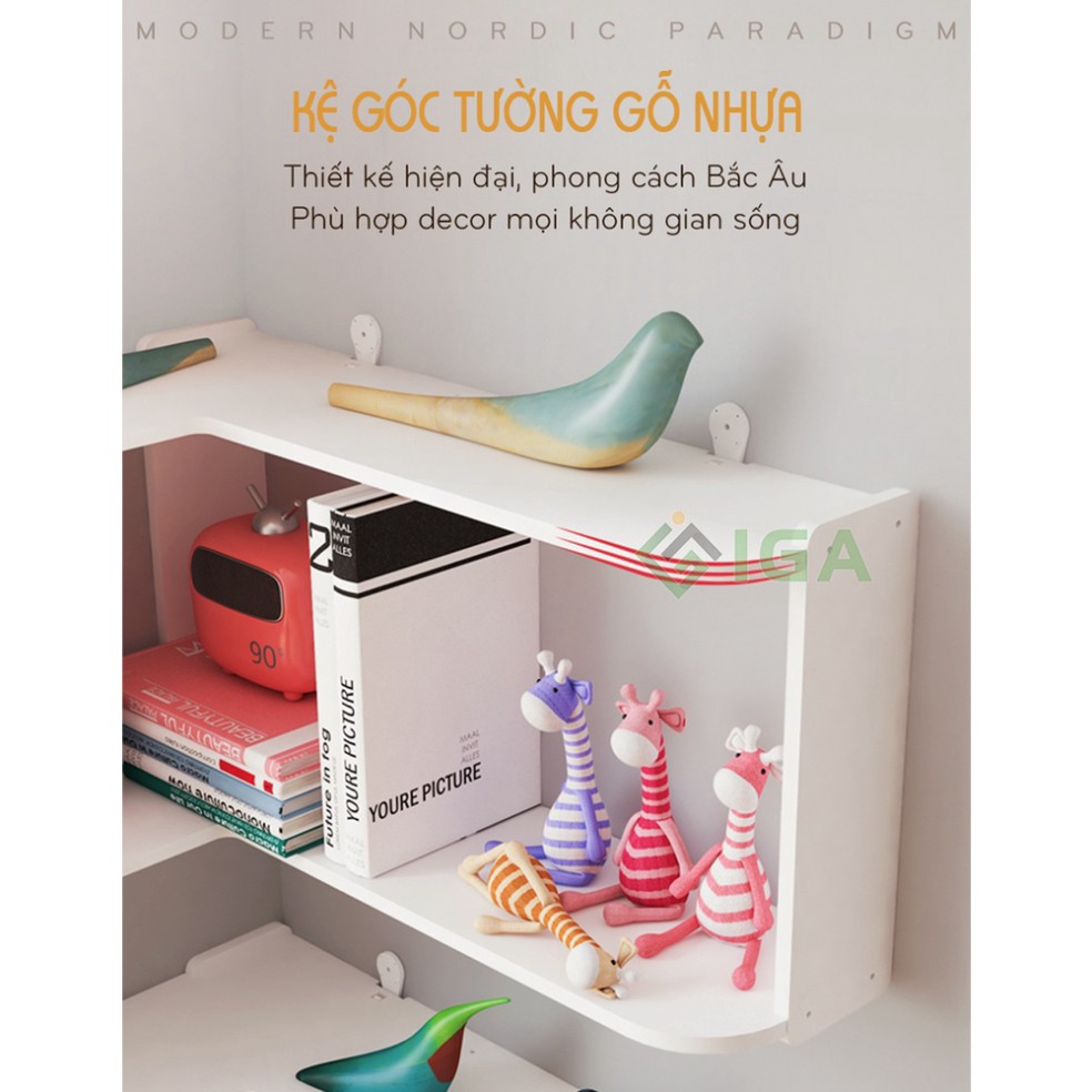 Kệ Góc Treo Tường Trang Trí IGA kệ đa năng treo góc tường gỗ nhựa chống nước tuyệt đối - IG388