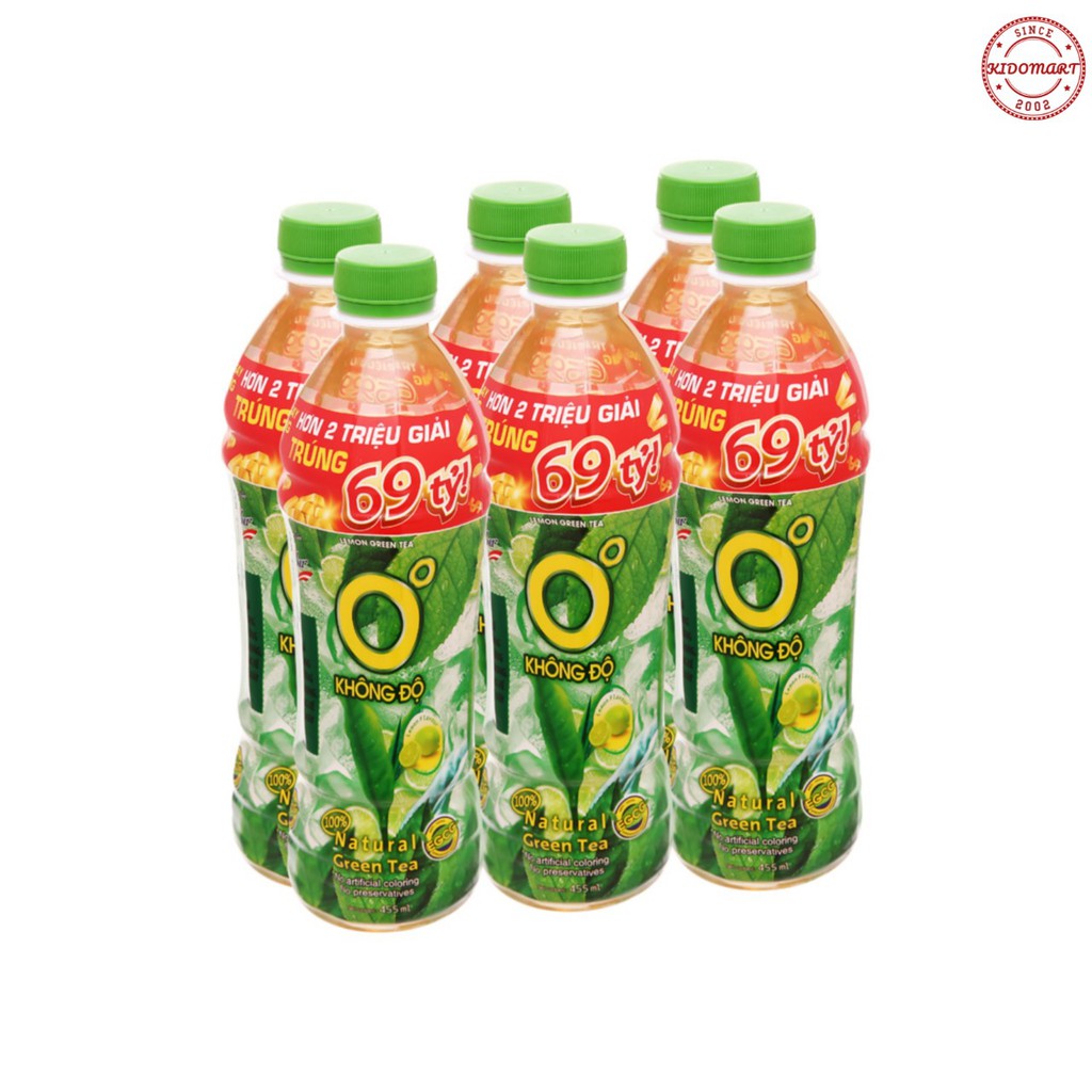 Lốc 6 Chai Trà Xanh Không Độ 455ml