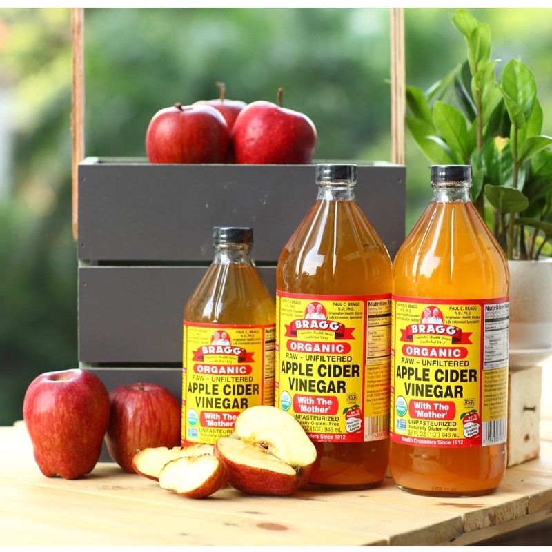 (GIÁ HỦY DIỆT) - Giấm táo hữu cơ Bragg chai 946ml và 473ml Hàng Mỹ