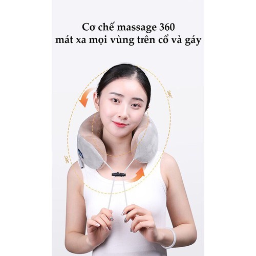 Gối Massage Vòng Cổ Chữ U 360 Đa Năng Tích Điện - Hỗ Trợ Mát Xa Vùng Cổ Vai Gáy - Gối Massage Cổ Nhật Bản