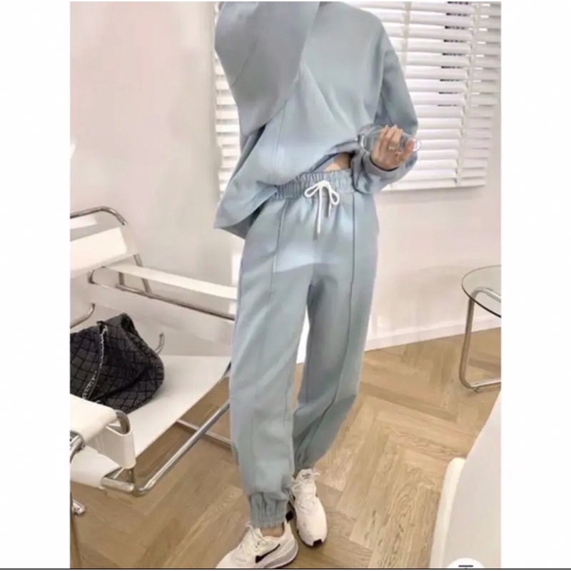 Bộ nỉ bông vạt lệch giá rẻ màu xanh mint