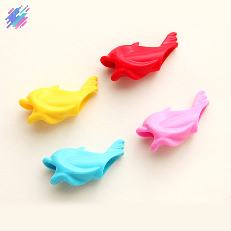Set 5 đồ bọc bút chì silicon hình cá heo để bé cầm bút đúng cách