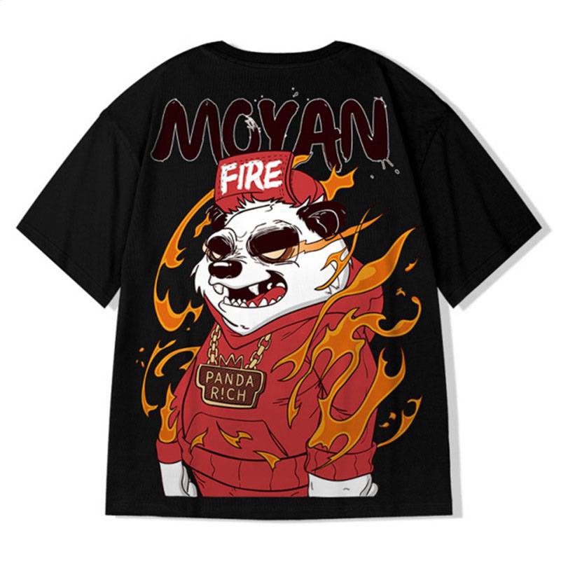 Áo Thun Tay Lỡ Dáng Rộng In Hình Gấu Trúc Phong Cách Hàn Quốc Thời Trang Cho Nam Giới