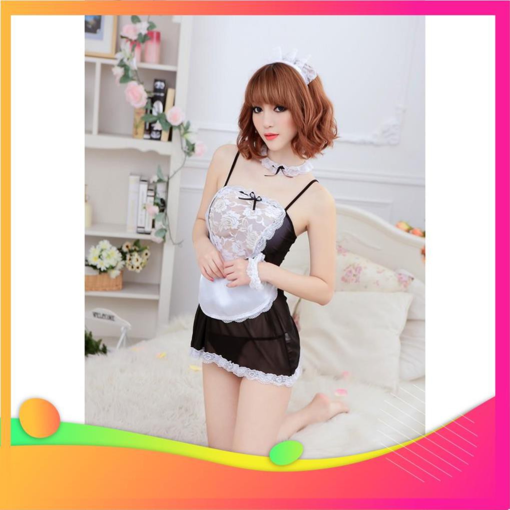 [ COSPLAY SEXY KATA - HÀNG CAO CẤP ] Bộ Đồ Ngủ Cosplay Hầu Gái Xẻ Sau (Đủ Phụ Kiện) MS1251 | BigBuy360 - bigbuy360.vn