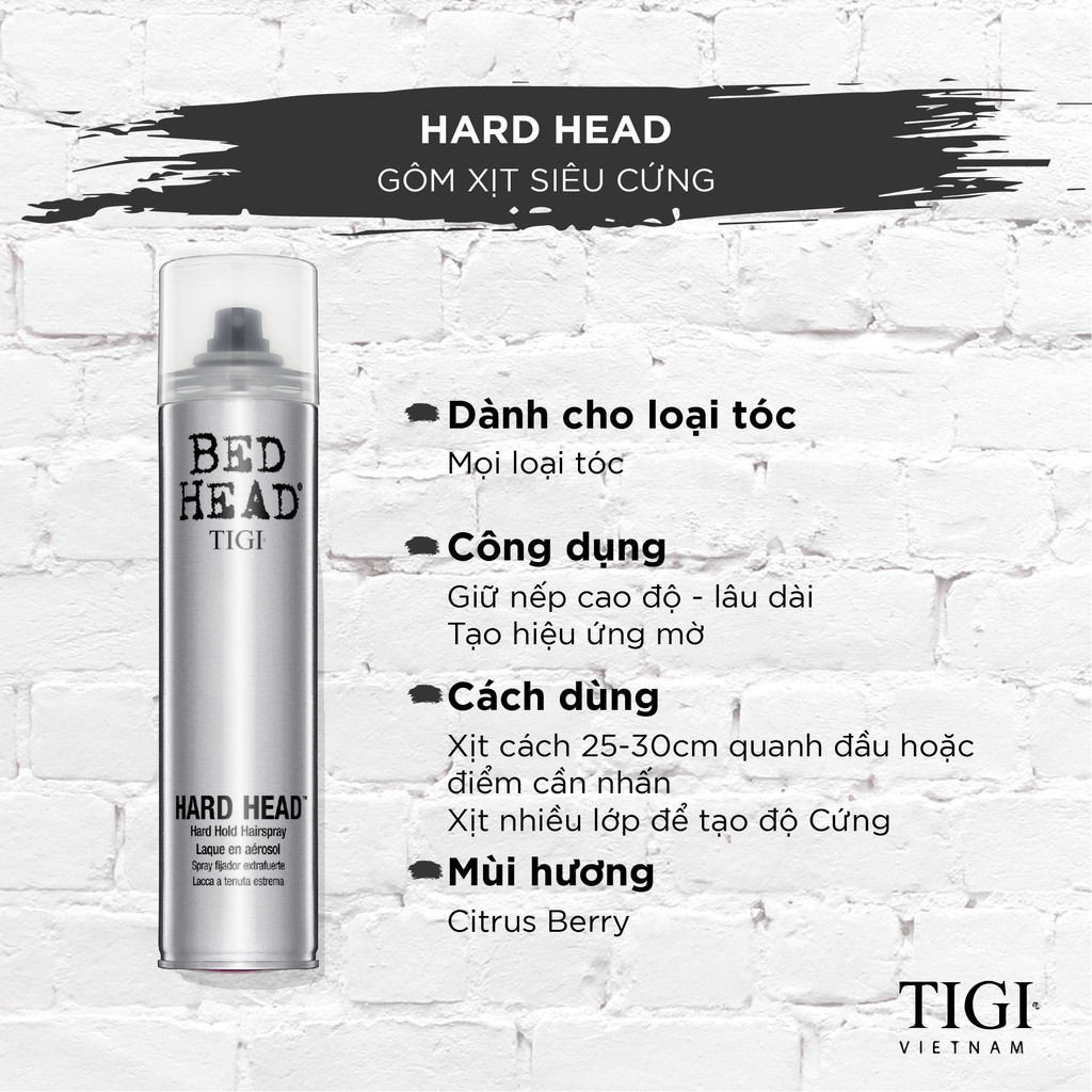 Xịt siêu cứng, giữ kiểu lâu bền Tigi Bed Head Hard Hold Hairspray 385ml ( New 2021 )