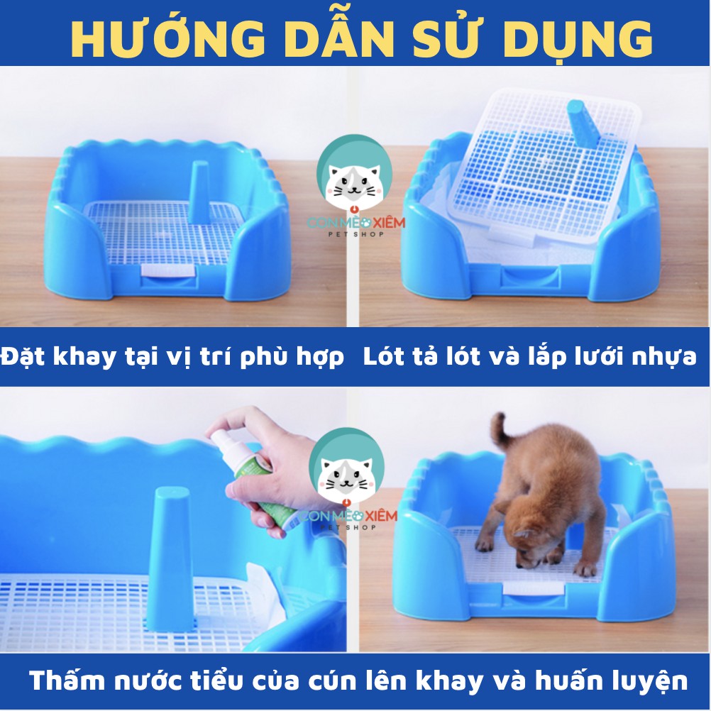 Khay cho chó vệ sinh đúng chỗ có cọc vách, cún tập đi vệ sinh Con Mèo Xiêm