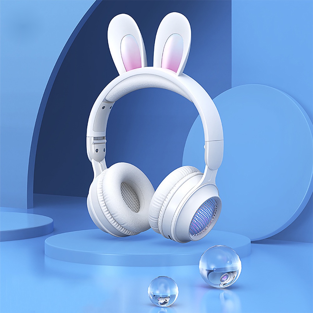 KE-11 New Tai nghe không dây RGB LED dễ Thương Tai Thỏ tai nghe với Mic Stereo âm nhạc Bluetooth Tai nghe trẻ em Gamer tai nghe