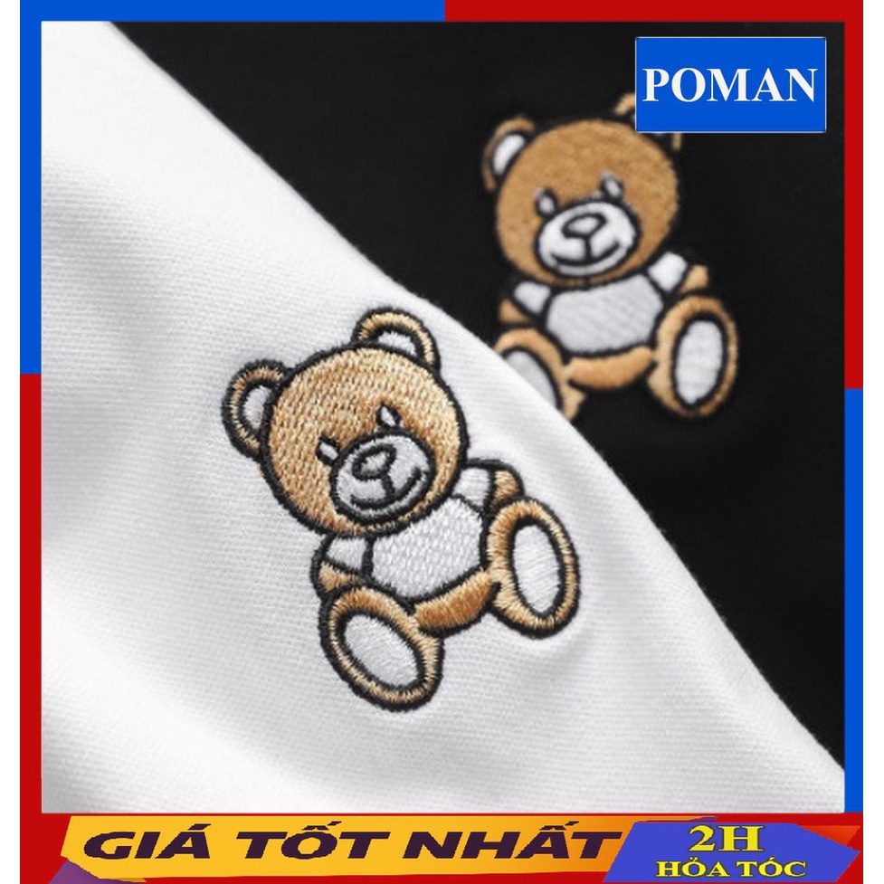 ÁO THUN NAM POLO IN GẤU-ÁO THUN NAM POLO CHẤT COTTON CO DÃN -POMAN