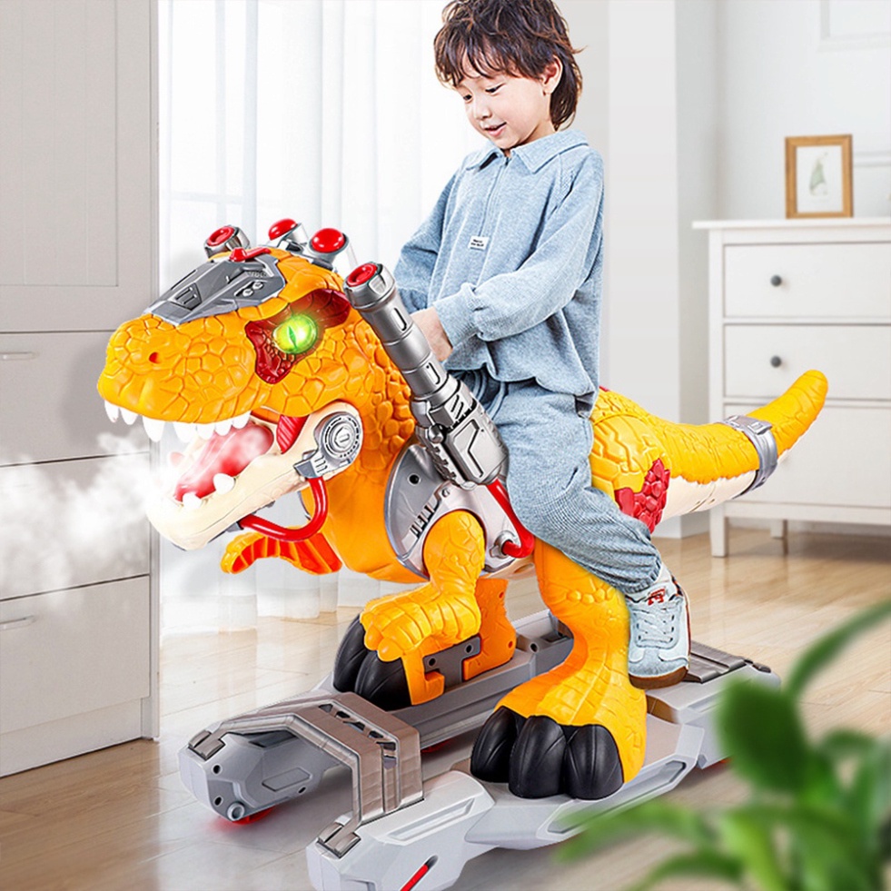 Khủng Long Phun Sương Cỡ Lớn Có Thể Cưỡi Lên Cho Bé, Có Thể Phun Sương, Xe Đồ Chơi Khủng Long Tay Ga Cho Trẻ Em