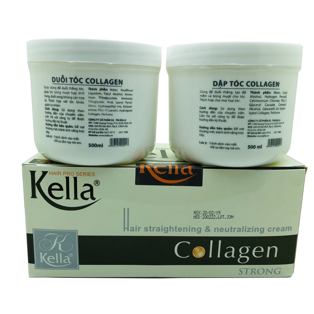 Kem Duỗi Tóc Kella Thuốc Duỗi Tóc Kella Collagen 500ml x 2