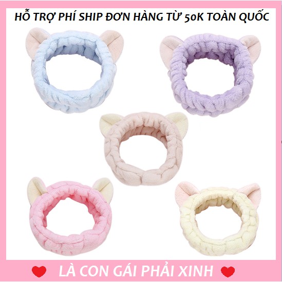 Băng đô, turban tai mèo vải nhung 3D mới chất siêu xịn, mềm mịn cho nữ, phụ kiện thời trang