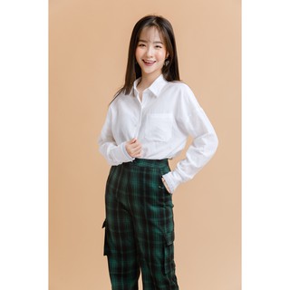 Áo sơ mi dài tay gấu lệch - 92Wear
