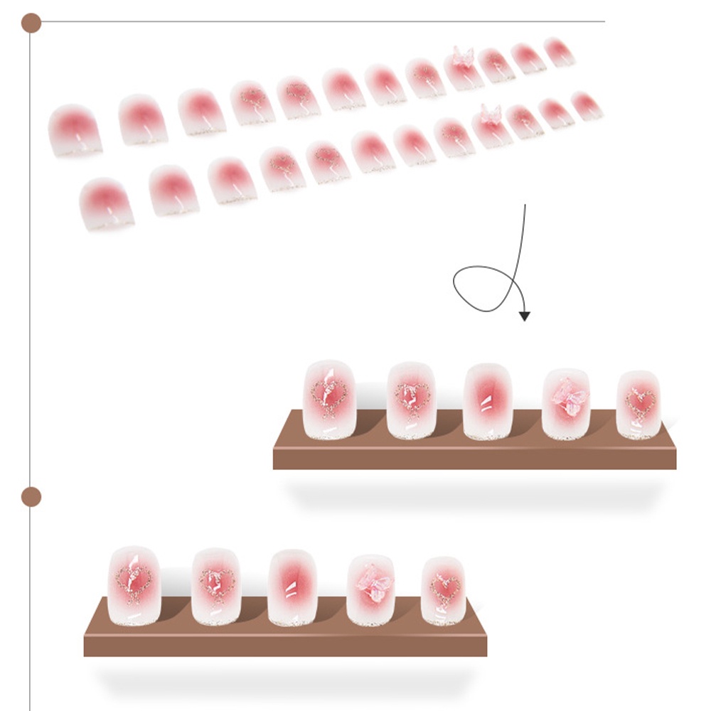 Bộ 24 Móng Tay Giả Ngắn 2439 Dạng Nhấn Chất Lượng Cao