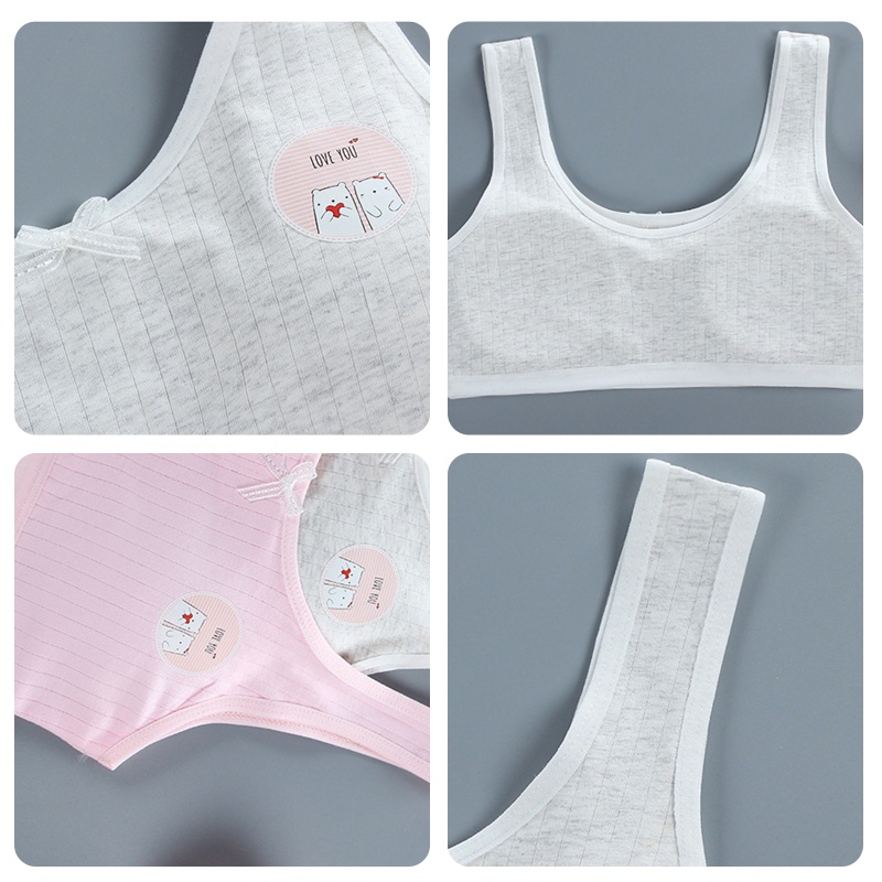 Set Đồ Lót 2 Món Có Đệm Ngực In Họa Tiết Gấu Dễ Thương Cho Tuổi Teen