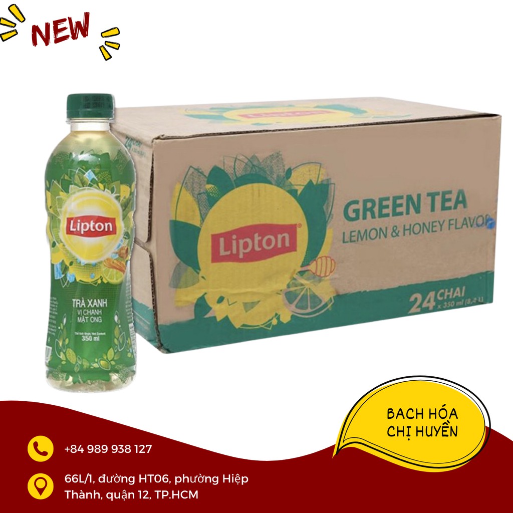 [DATE MỚI] Thùng 24 chai trà xanh Lipton vị chanh mật ong 350ml