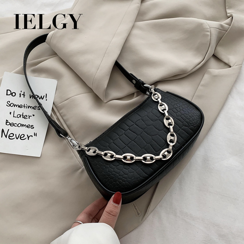 NEW -2021 IELGY Fashion all-match crocodile pattern shoulder bag net red chain armpit bag -XINH