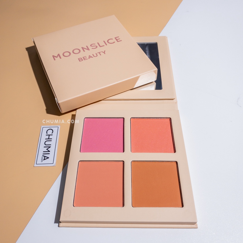 Phấn má hồng MOONSLICE 4 ô Blushing Moon bảng phấn mịn bền màu lâu trôi bộ trang điểm chính hãng MH chumia