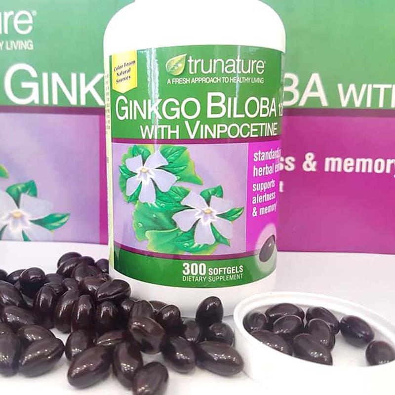 Viên uống Trunature Ginkgo Biloba 120mg 300 viên 340 viên từ trái bạch quả tăng cường sức khỏe trí não