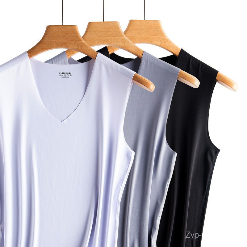 Áo Ba Lỗ Vải Lụa Lạnh Mỏng Không Đường May Size Lớn Thời Trang Cho Nam