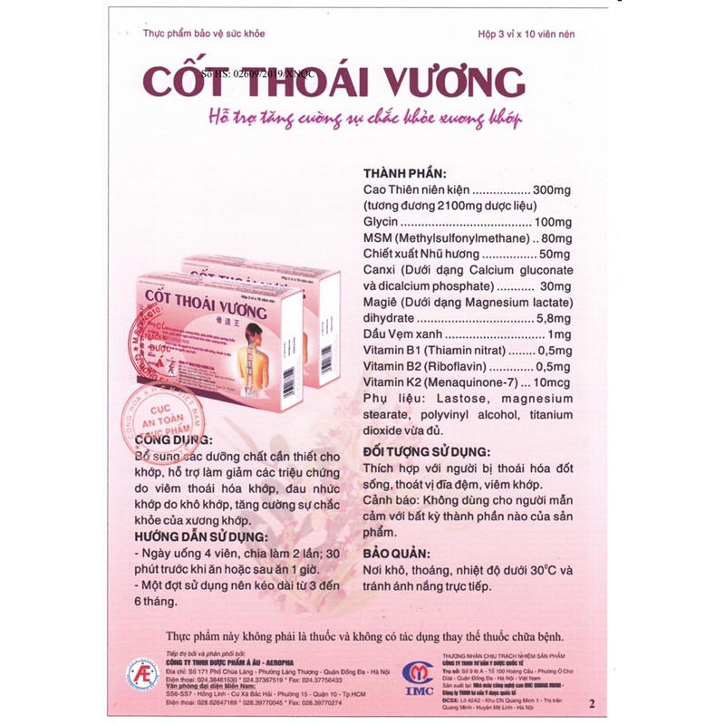✅ (CHÍNH HÃNG) Viên Uống CỐT THOÁI VƯƠNG