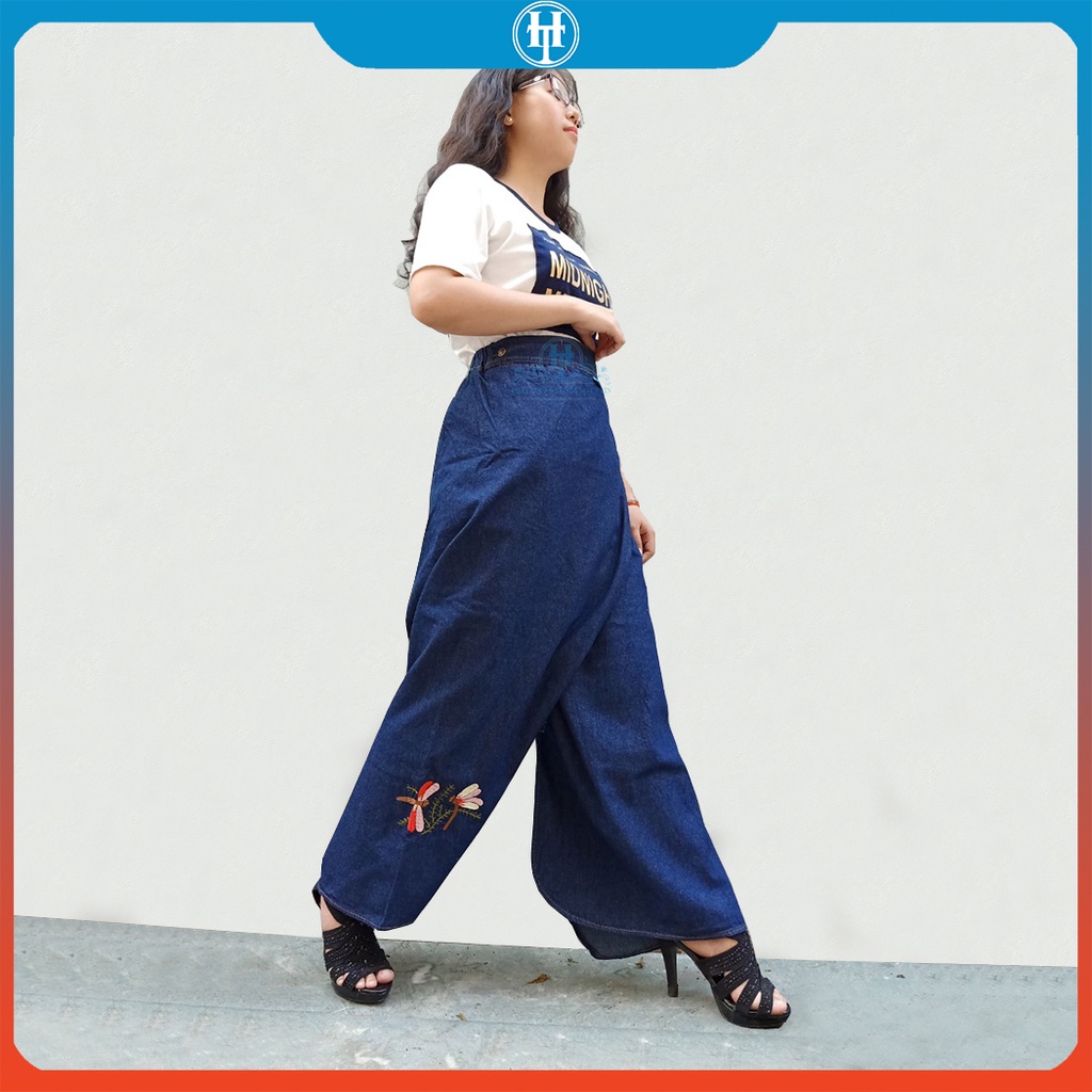 Váy Chống Nắng Dạng Quần Cao Cấp Vải Jean Dày Có Nút Bấm Chân Chống Tia UV Tốt H&T Fashion