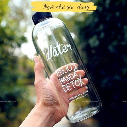 Bình Nước Nhựa DETOX 1000ml Có Túi Đựng Quai Đeo