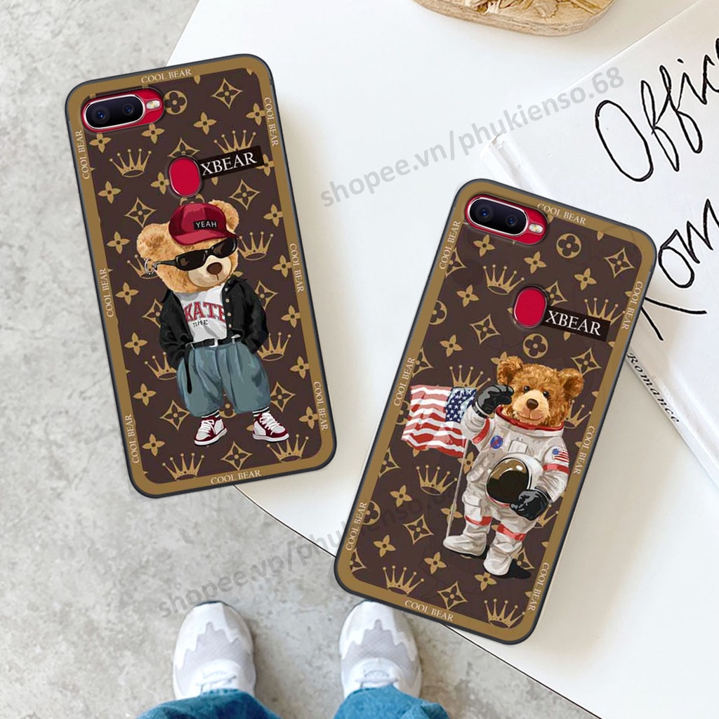 Ốp lưng điện thoại Oppo A5s / A7 / F9 / A12 in hình gấu bear, kaws, doremon thời trang, ốp lưng cao cấp chất lượng