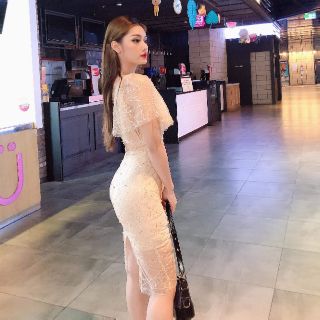 Đầm body kết đá pha lê thủ công_ hàng thiết kế