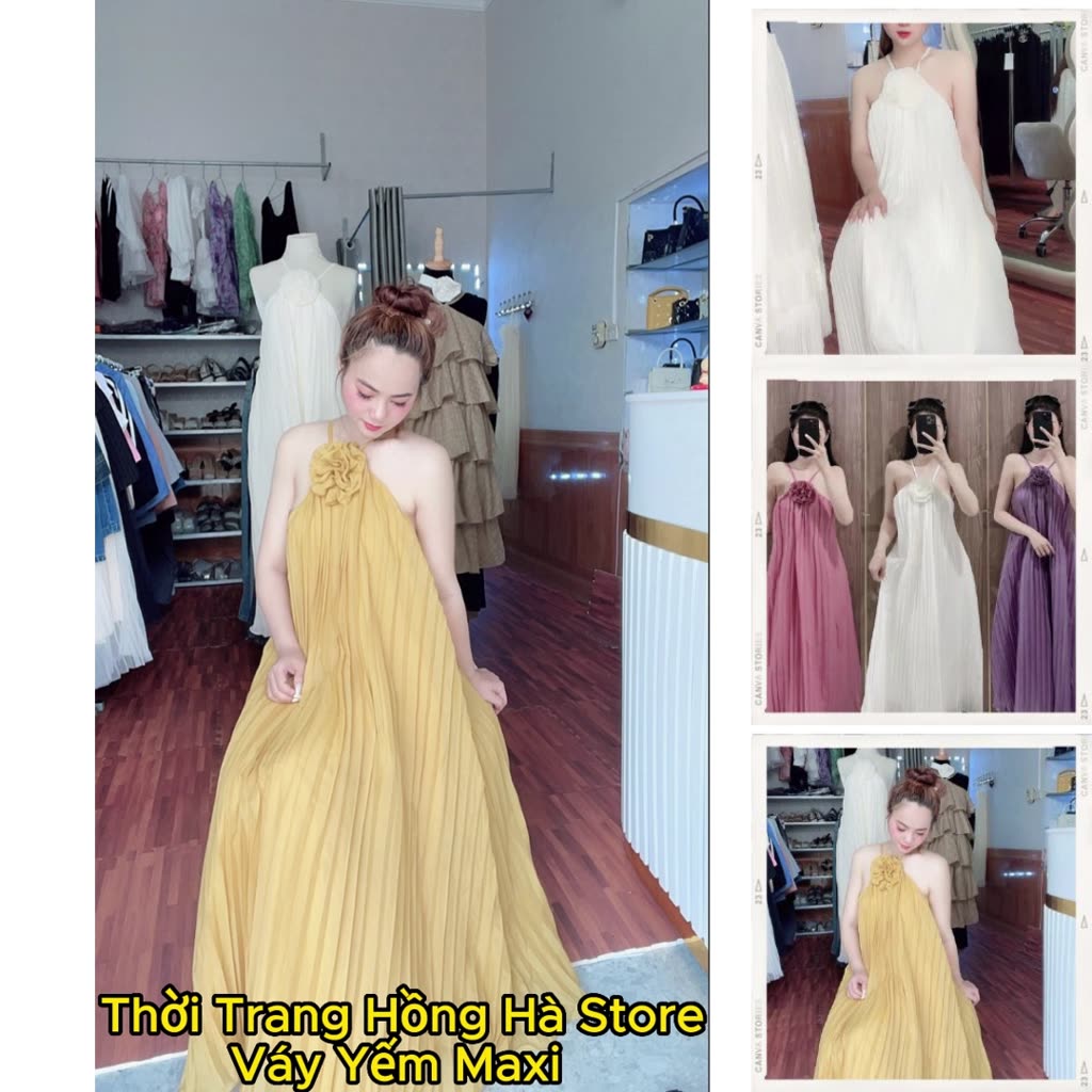 VÁY YẾM MAXI ĐÍNH HOA VOAN TƠ CỰC XINH ĐI BIỂN | BigBuy360 - bigbuy360.vn