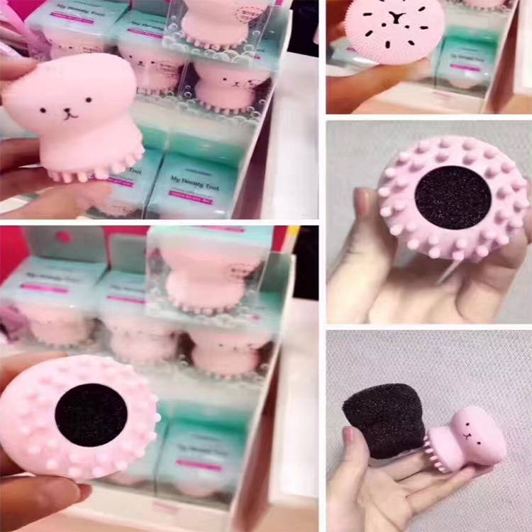 Cọ Rửa Mặt Mát Xa Tẩy Tế Bào Chết Hình Bạch Tuộc Dễ Thương Phong Cách Hàn Quốc